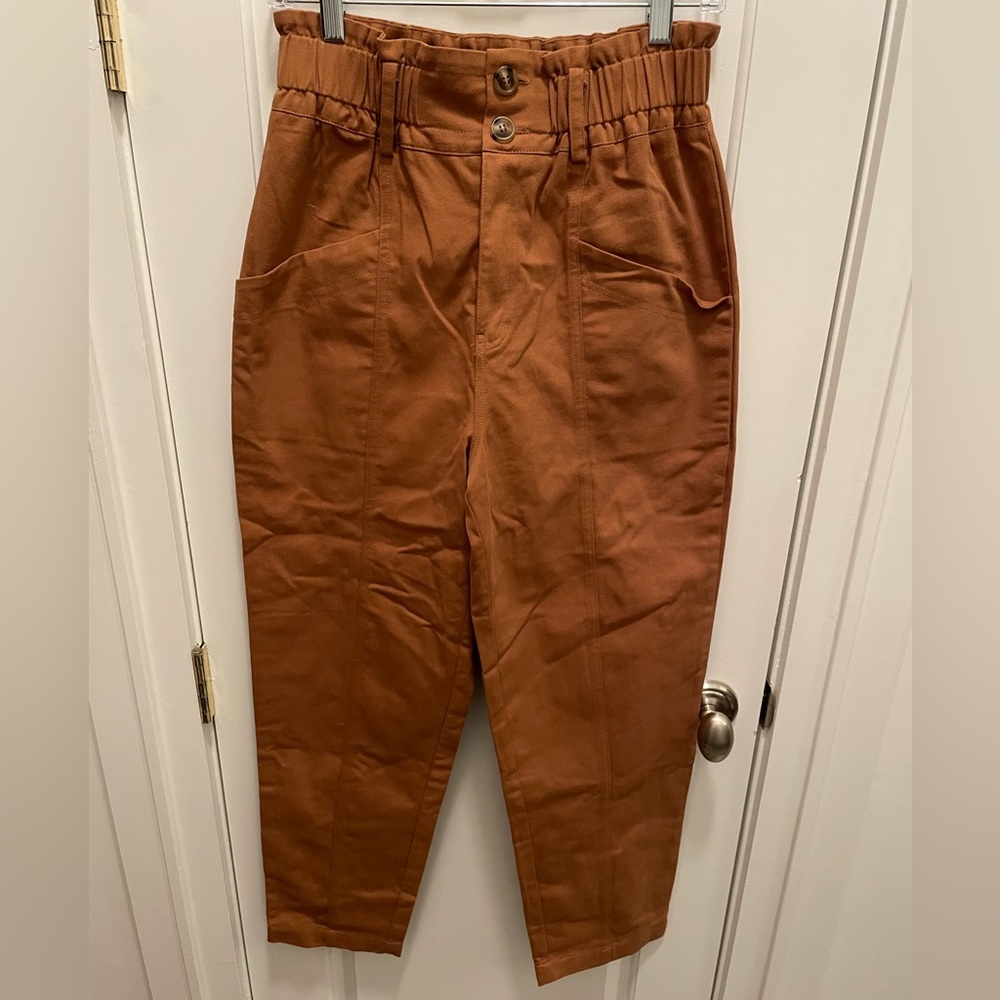 NWT New In High Rise Burnt Orange Sydney Paper Bag Pant